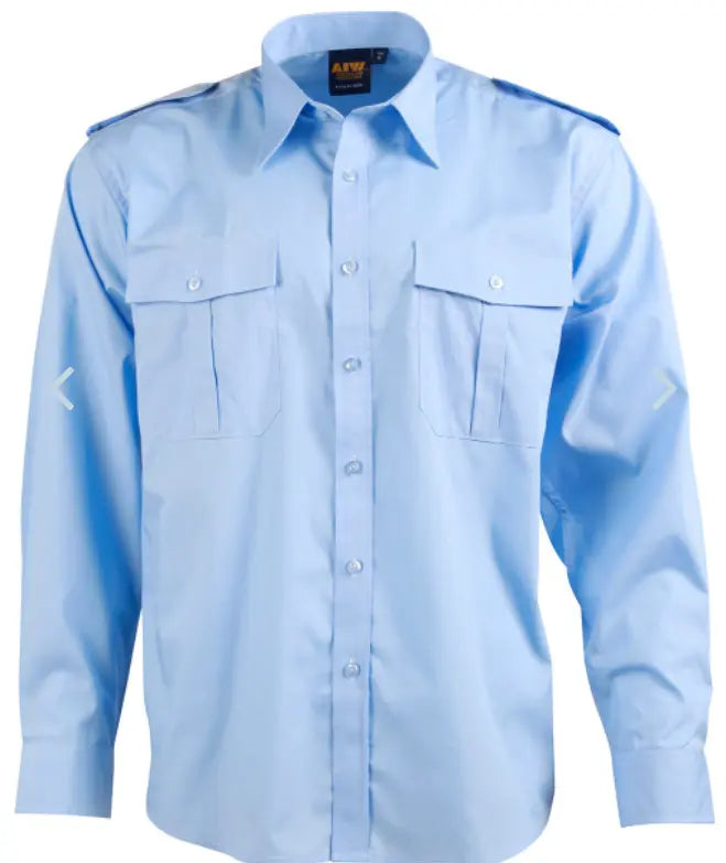 BENCHMARK Unisex Epaulette Long Sleeve BS06L Corporate Wear Benchmark Blue S